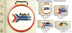 Amtrak railroad decorative fobs, various designs with strap & key chain options