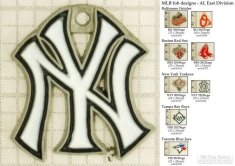 MLB team logo small decorative fobs (AL East), pewter-toned, various teams & finishing options