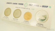 The Franklin Mint Domestic Gaming Tokens 1967 Series Group 15 set 1368; Big Bonanza/Mizpah/Showboat