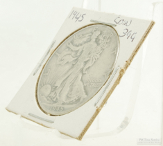 1945 Walking Liberty $0.50 US Coin, circulated, "Good" condition
