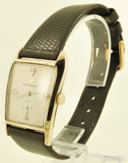 Wittnauer 17J grade 9WNG wrist watch, lovely YGF smooth polish asymmetrical thin-model case