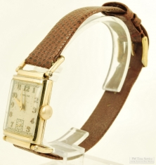 Hamilton 19J adj. 3p grade 982 wrist watch #J55991, YGF rectangular "Wilshire" model Hamilton case