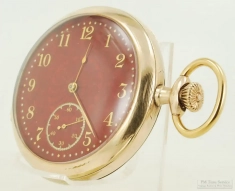 Elgin 16S 17J adj. 3p HCM G.M. Wheeler grade 337 pocket watch #14136276, YGF HB&B case, red dial