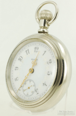 Elgin 18S 17J adj. grade 250 pocket watch #8689898, heavy WBM SB&B case, lovely fancy enamel dial