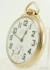 Hamilton 16S 21J LS adj. 6p grade 992B pocket watch #C387579, handsome YGF model #16 SB&B case