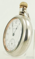 Rockford 18S 17J LS adj. grade 925 pocket watch #862231, Sterling Silver case, gold-inlay locomotive
