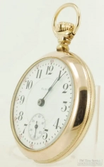 Elgin 18S 21J LS adj. 3p grade 412 pocket watch #16005923, heavy YGF SB&B engraved case