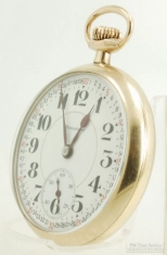 Burlington by Illinois 16S 21J LS adj. 5p grade 107 pocket watch #4290959, YGF case, Montgomery dial