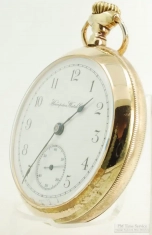 Hampden 18S 9J LS Gladiator pocket watch #742517, heavy smooth polish YGF SB&B case