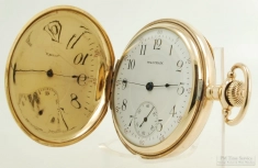 Waltham 16S 17J adj. grade No. 630 pocket watch #18093235, handsome YGF fully engraved HC