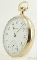 Burlington by Illinois 16S 21J LS adj. grade 107 pocket watch #3931725, YGF case, Montgomery dial