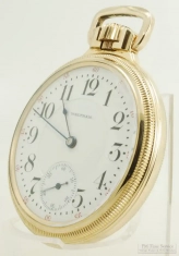 Waltham 16S 23J LS adj. 5p Vanguard pocket watch #18085013, YGF Waltham Model 4D case by Keystone