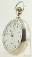 Waltham 18S 21J LS adj. 5p Vanguard Up & Down indicator pocket watch #17077192, Fahy's silver case