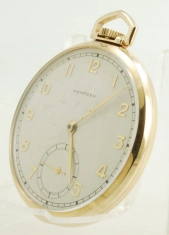 Hampden (Swiss) 12S 17J grade YXV cal. 68 pocket watch, elegant 14k thin-model friction fit case