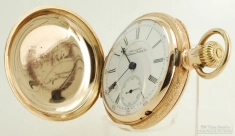 Waltham 18S 21J LS adj. Crescent St. pocket watch #7010289, heavy fully engraved YGF HC