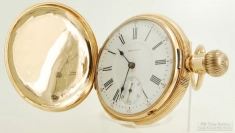 Waltham 18S 17J LS adj. P.S. Bartlett pocket watch #12034380, impressive 14k gold engraved HC