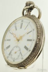 Eclair 57mm 15J PS pocket watch #595003, impressive 0.800 EP silver fully engraved HB&B Eclair case