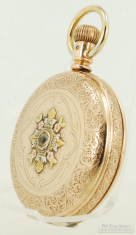 Elgin 6S 7J grade 117 pocket watch #6218996, incredible YGF fully engraved HC, jeweler's box