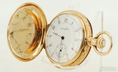 Tiffany & Co. for Joslin & Park 38mm 16J push-tab set pocket watch, 18k fully engraved HC, boxed