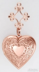 Heart-shaped locket w/ engraving, silver, gold, black, or copper-toned, in a variety of options