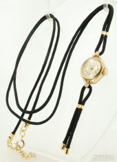 Vintage repurposed Timex ladies' wrist watch with a watch band cord necklace