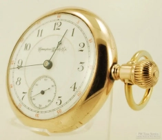 Hampden 18S 17J HCM LS adj Special pocket watch #756110, YGF SB&B case with Texas engraving