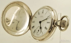 Waltham 14S 13J LS adj. Hillside pocket watch #2255006, impressive coin silver HC w/ engine turning