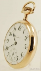 Hamilton 16S 17J LS adj. grade 974 pocket watch #1034870, heavy smooth polish YGF SB&B case