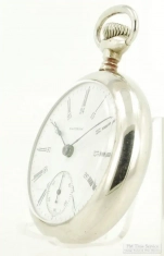 Waltham 18S 17J adj. P.S. Bartlett pocket watch #8510031, heavy WBM SB&B case, Canadian-style dial