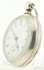 Illinois 18S 11J key wind grade 2 pocket watch #169856, heavy Sterling silver HB&B case