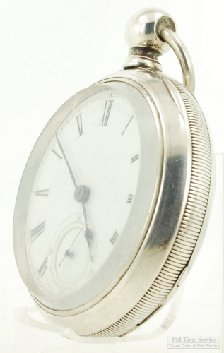 Illinois 18S 11J key wind grade 2 pocket watch #169856, heavy Sterling  silver HB&B case