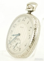 Elgin 12S 15J grade 315 pocket watch #25948376, beautiful 14k white gold Elgin swing out square case