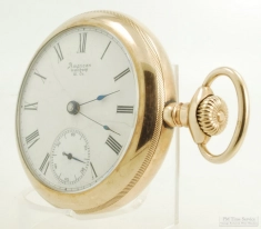 Waltham 18S 15J LS adj. HCM grade No. 15 pocket watch #3856201, attractive YGF engraved SB&B case