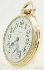 Hamilton 16S 21J LS adj. 5p grade 992E (Elinvar) pocket watch #2623090, YGF Wadsworth model 10 case