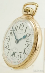 Waltham 16S 21J LS adj. 6p Crescent St pocket watch #26966133, YGF SB&B case, Montgomery style dial