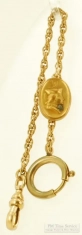 7.5" twisted oval link YGF straight style pocket watch chain, YGF & crystal oval profile fob