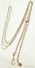D&C 27" YGF ladies' slide chain with delicate oval link chain and a small round pearl-set slide