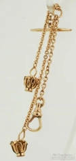 3.5" yellow gold filled (YGF) chatelaine-style pocket watch chain with fancy floral-motif weights