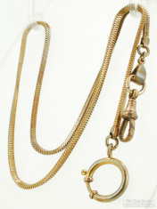 19.5" YBM medium-weight snake link straight style pocket watch chain with large spring ring finding