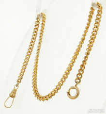 13" YBM light-weight straight style curb link pocket watch chain with a small spring ring finding