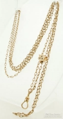 A.H.B. & Co. 25" YGF ladies slide chain, oval links, lovely triquetra-shaped slide with crystals