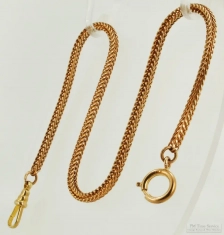 14" YBM snake-link medium-weight straight style pocket watch chain with a spring ring finding