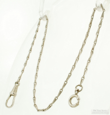 13" WBM fancy interlocking teardrop-shaped link straight style pocket watch chain, small spring ring