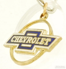 Gold, blue and white enamel Chevrolet fob