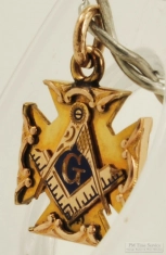 YGF & bright blue enamel cross pattée-design Masonic pocket watch chain fob