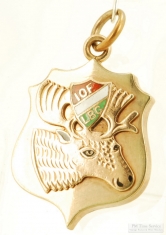 YGF & enamel shield-shaped Independent Order of Foresters (IOF) pocket watch chain fob