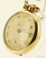 Cretets Watch Co 22mm 15J adj 2p ladies' pocket watch, YGF smooth polish HB case, "Dale" on dial