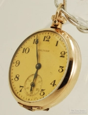 Waltham 6-OS 15J adj. Sapphire ladies' pocket watch #22285072, attractive YGF HB Waltham case