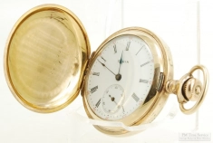 Elgin OS 7J grade 320 ladies' pocket watch #12111491, multi-colored YGF, RGF, & GGF engraved HC