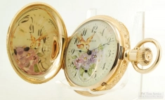 Elgin 6S 11J LS grade 101 ladies' pocket watch #2854577, 14k Dueber engraved HC, hand-painted dial